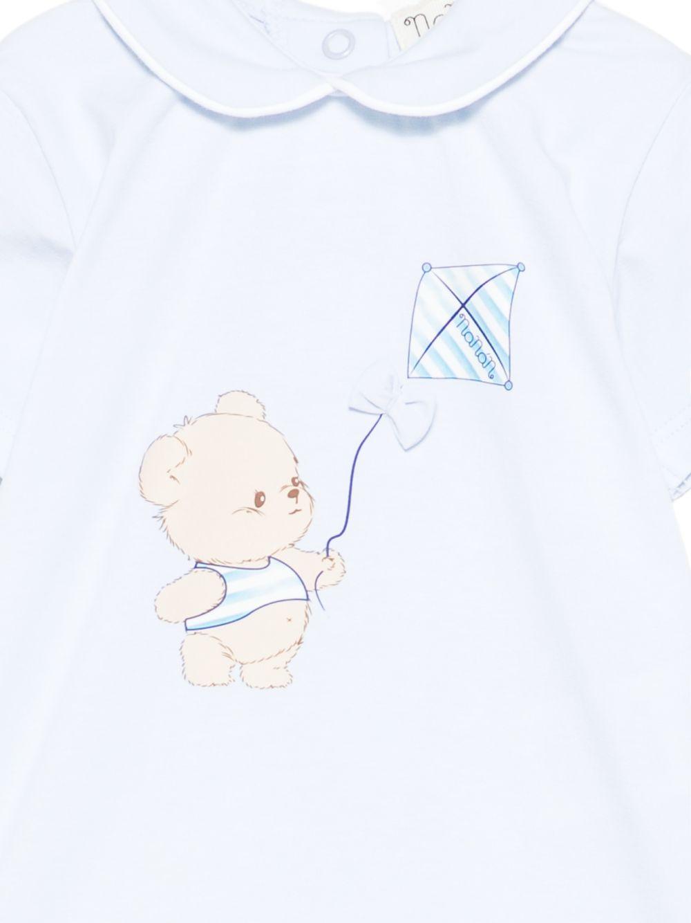 Tutina in cotone con grafica orsetto E26013 AZZURRO NANAN KIDS