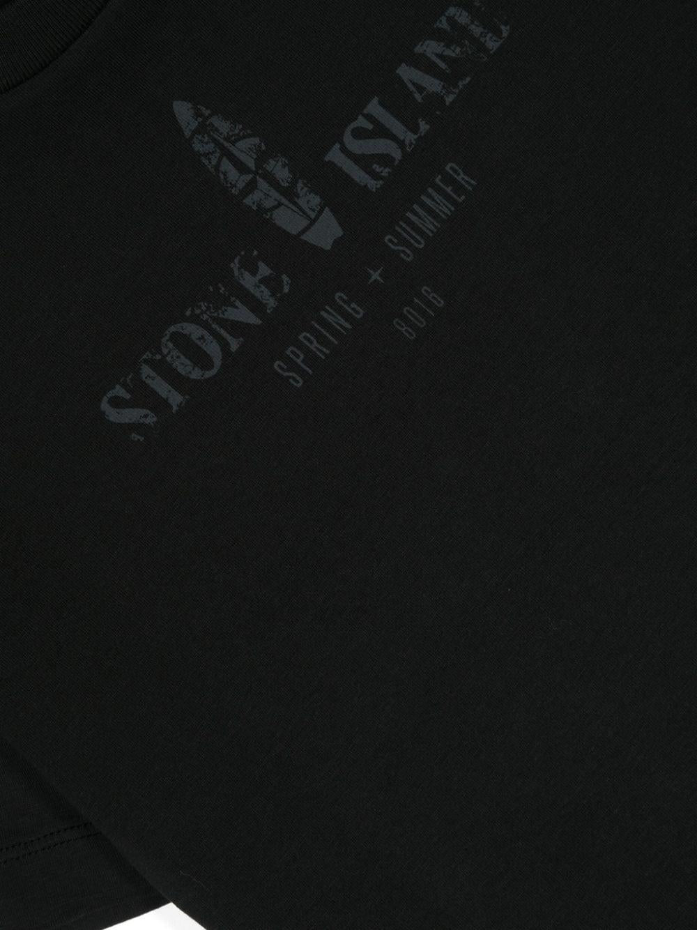 T-shirt nera con stampa Compass fronte/retro