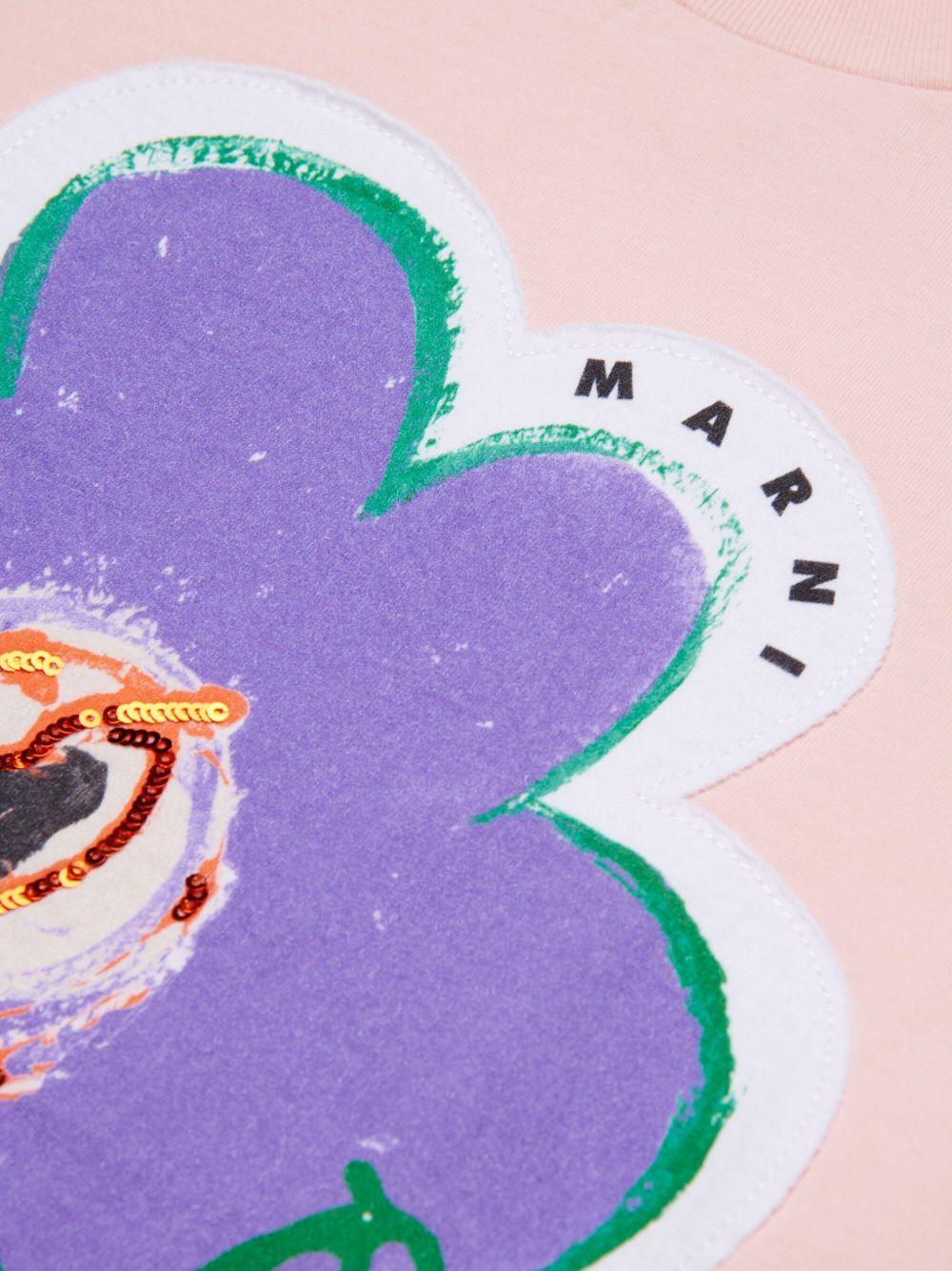 T-shirt in cotone con applicazione floreale M01672M00HZ 0M351 MARNI KIDS