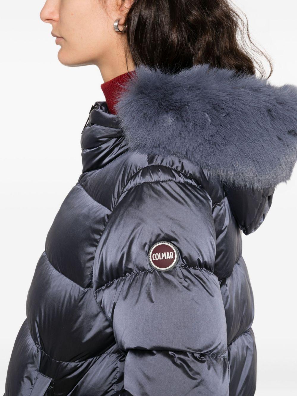 Giacca blu con cappuccio in pelliccia 2216E2YO 38 COLMAR