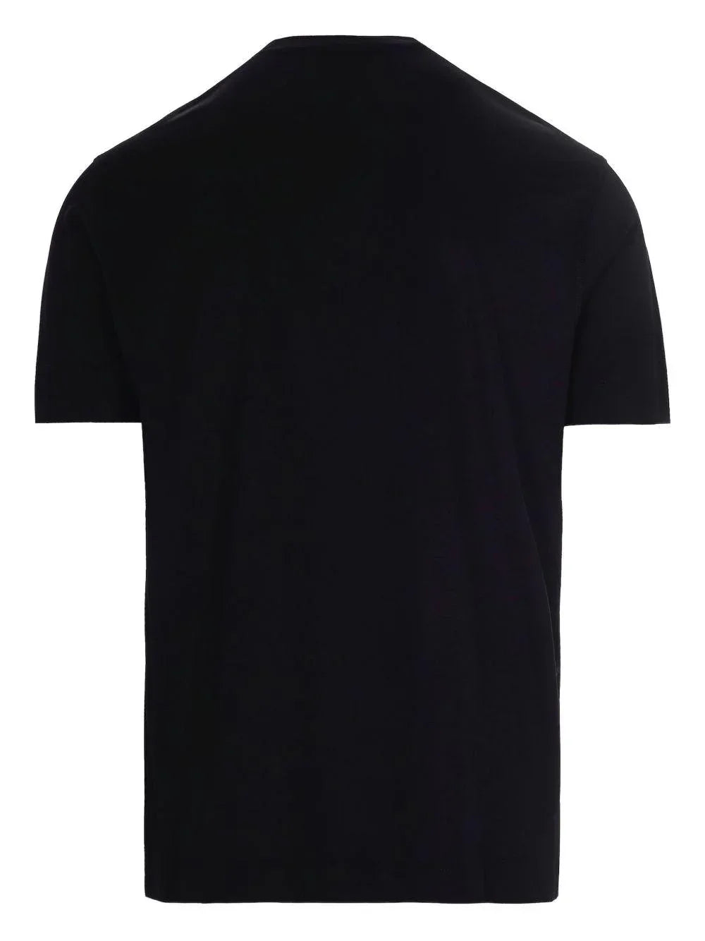 T-shirt nera con logo in rilievo e girocollo - Preludio Moda