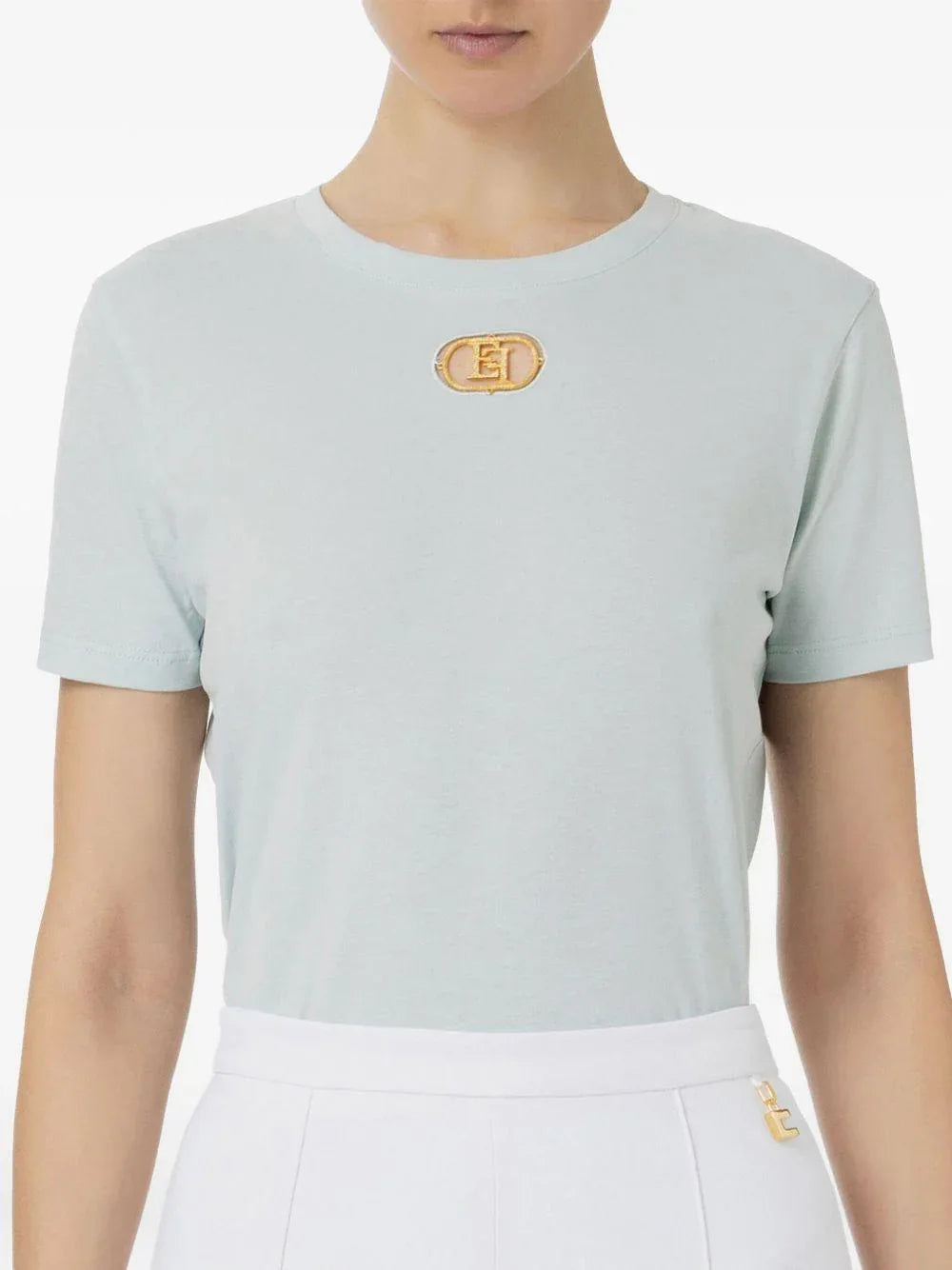 T-shirt acqua cut-out logato - Preludio Moda