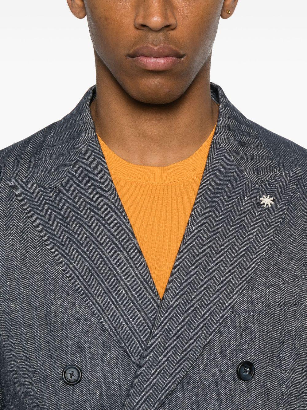 Giacca doppiopetto blu effetto denim - Preludio Moda