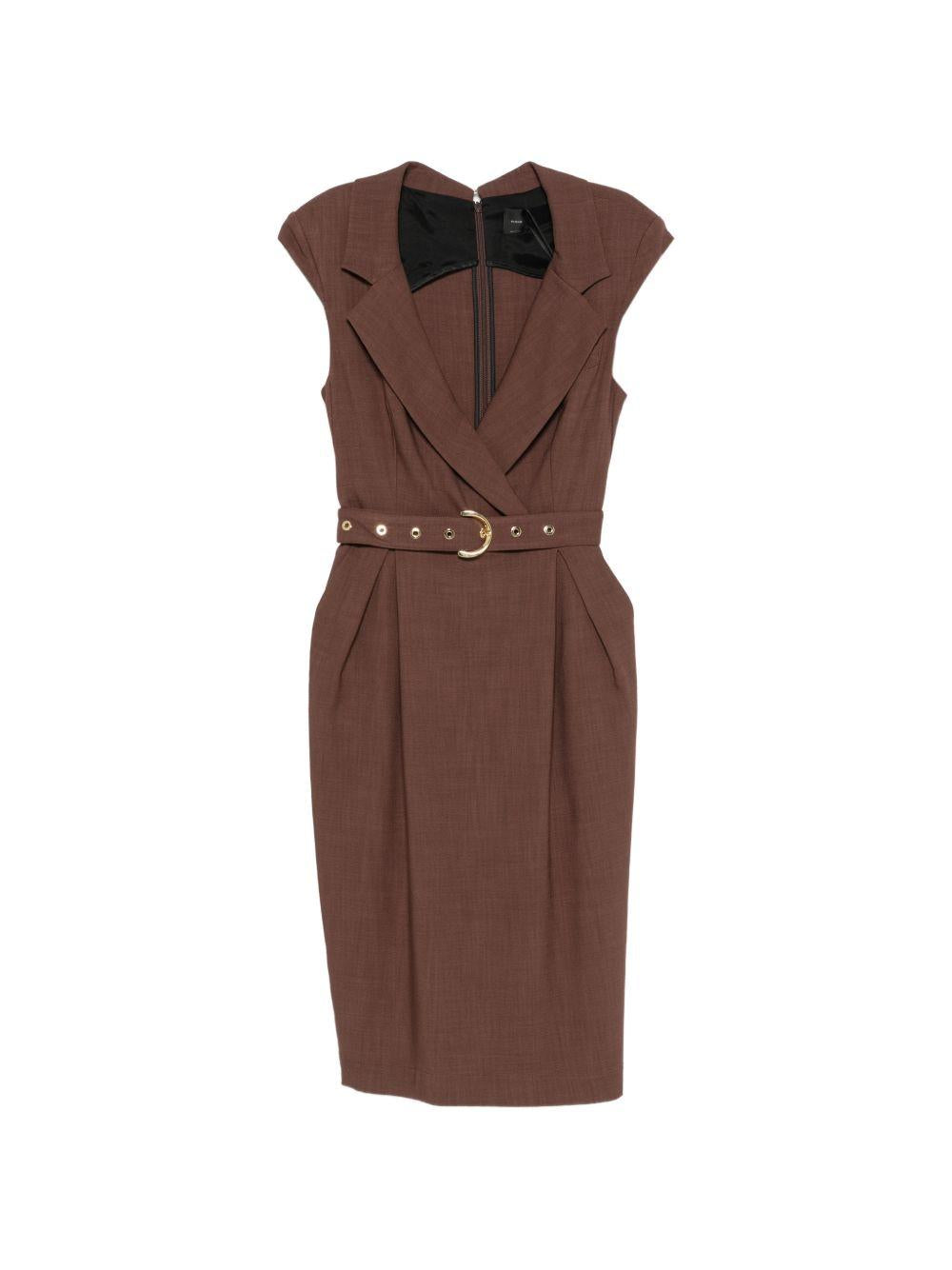 Abito sartoriale con cintura e revers 106565A2W6 L78 PINKO