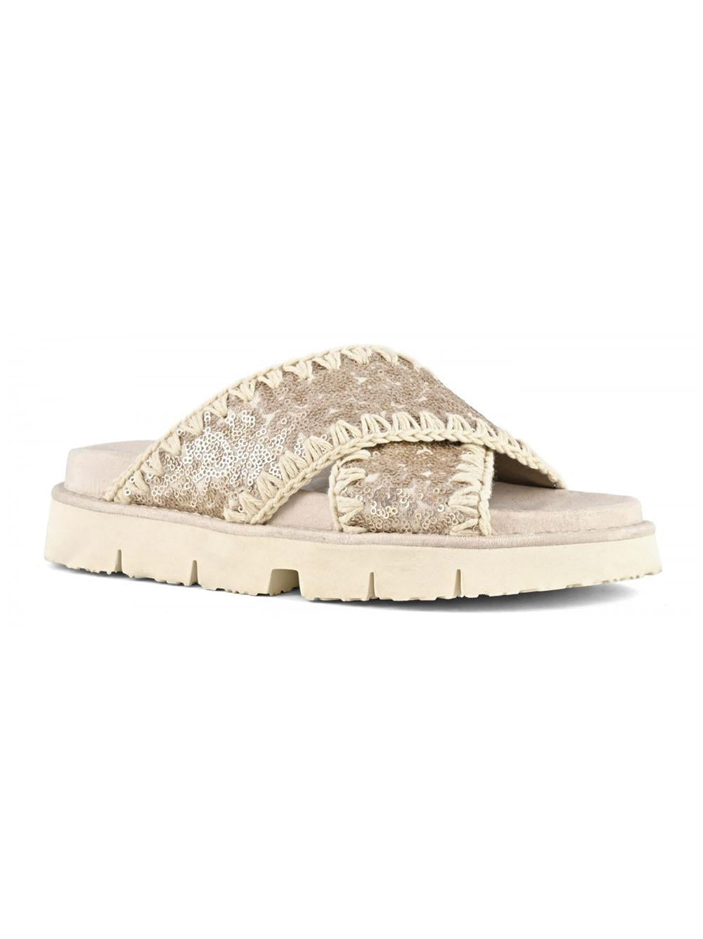 Criss-cross bio sandal microsequins rosa perlato MUSW461007G MSQ MOU