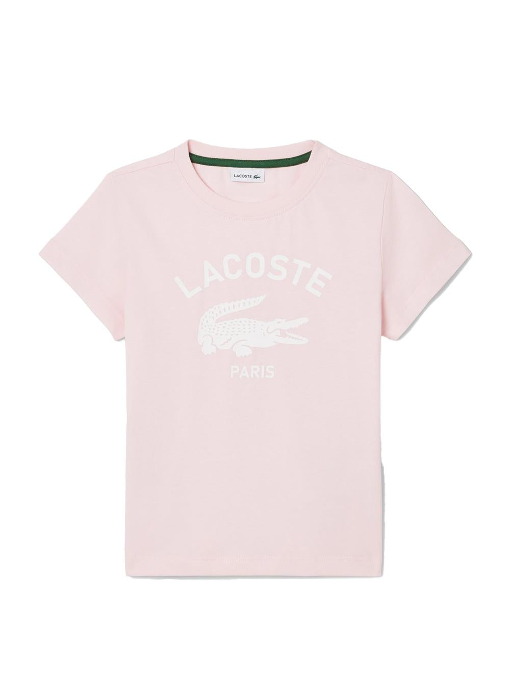 T-shirt rosa con stampa frontale logo TJ3003 T03 LACOSTE KIDS