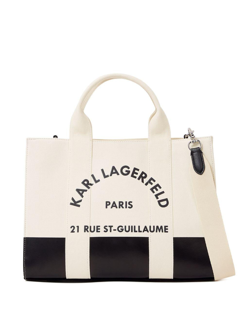 Borsa a mano in canvas con stampa logo A3W50025NN 101 KARL LAGERFELD