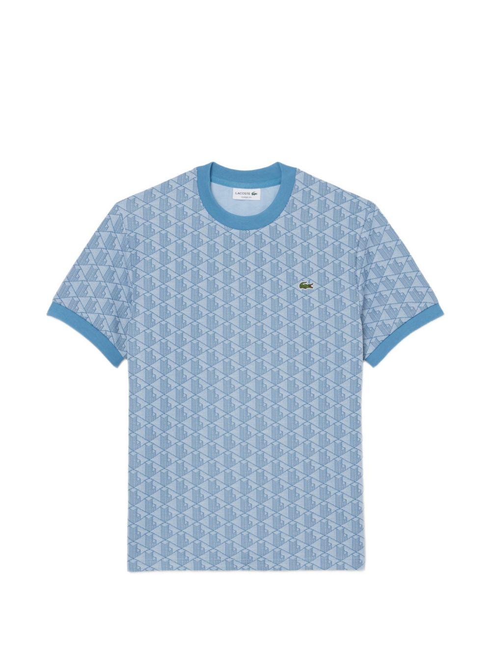 T-shirt a geometrie cubiche con bordini TH1197 1QI LACOSTE