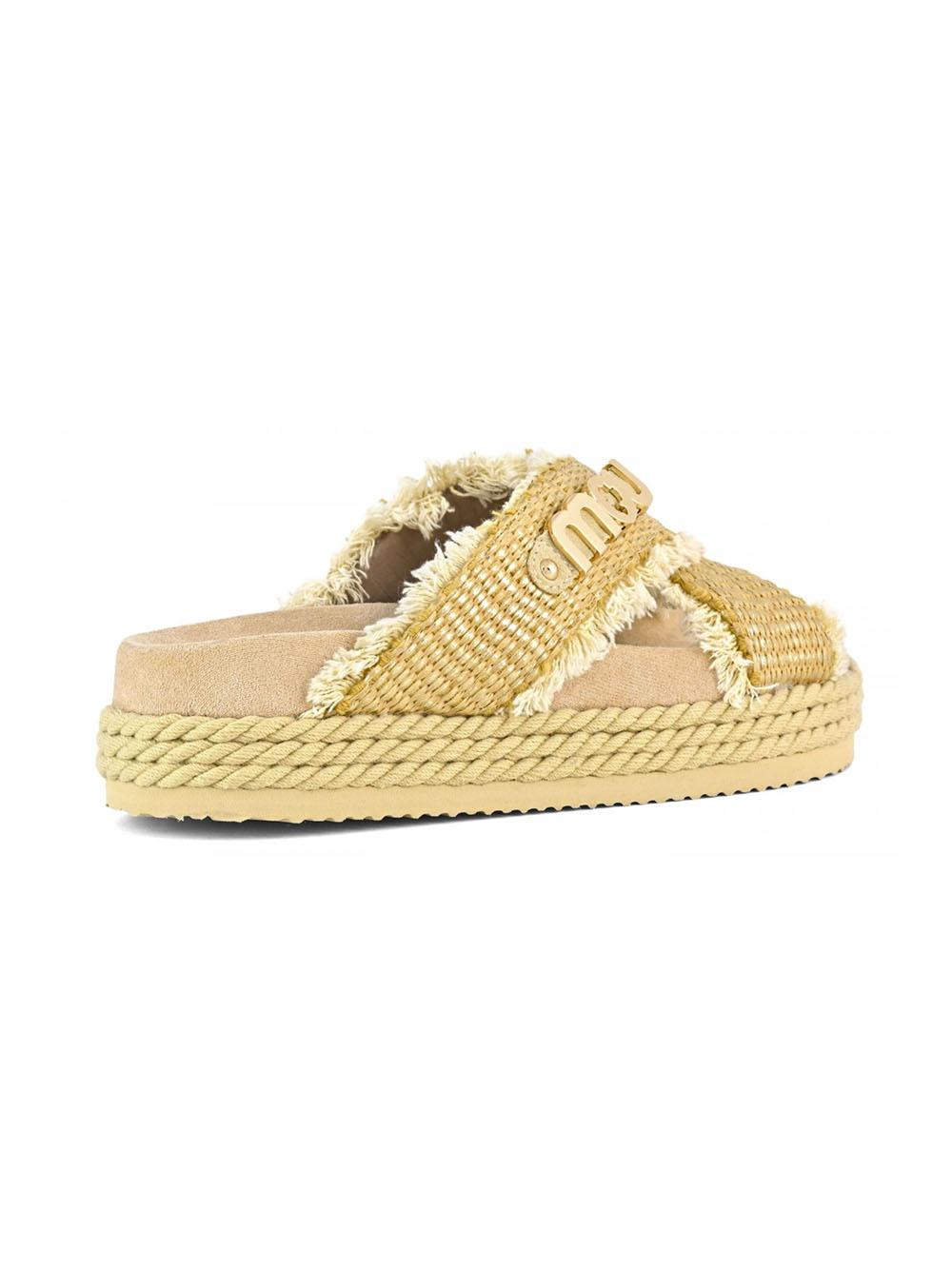 Criss-cross rope raffia sandal rafia metal