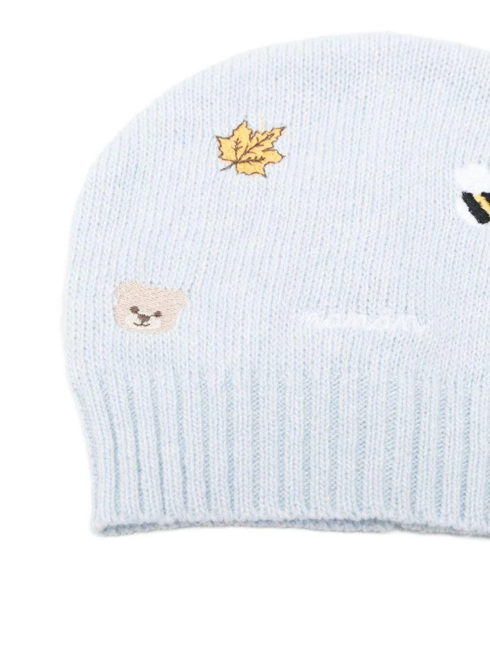 Berretto azzurro con ricamo orso e ape - Preludio Moda