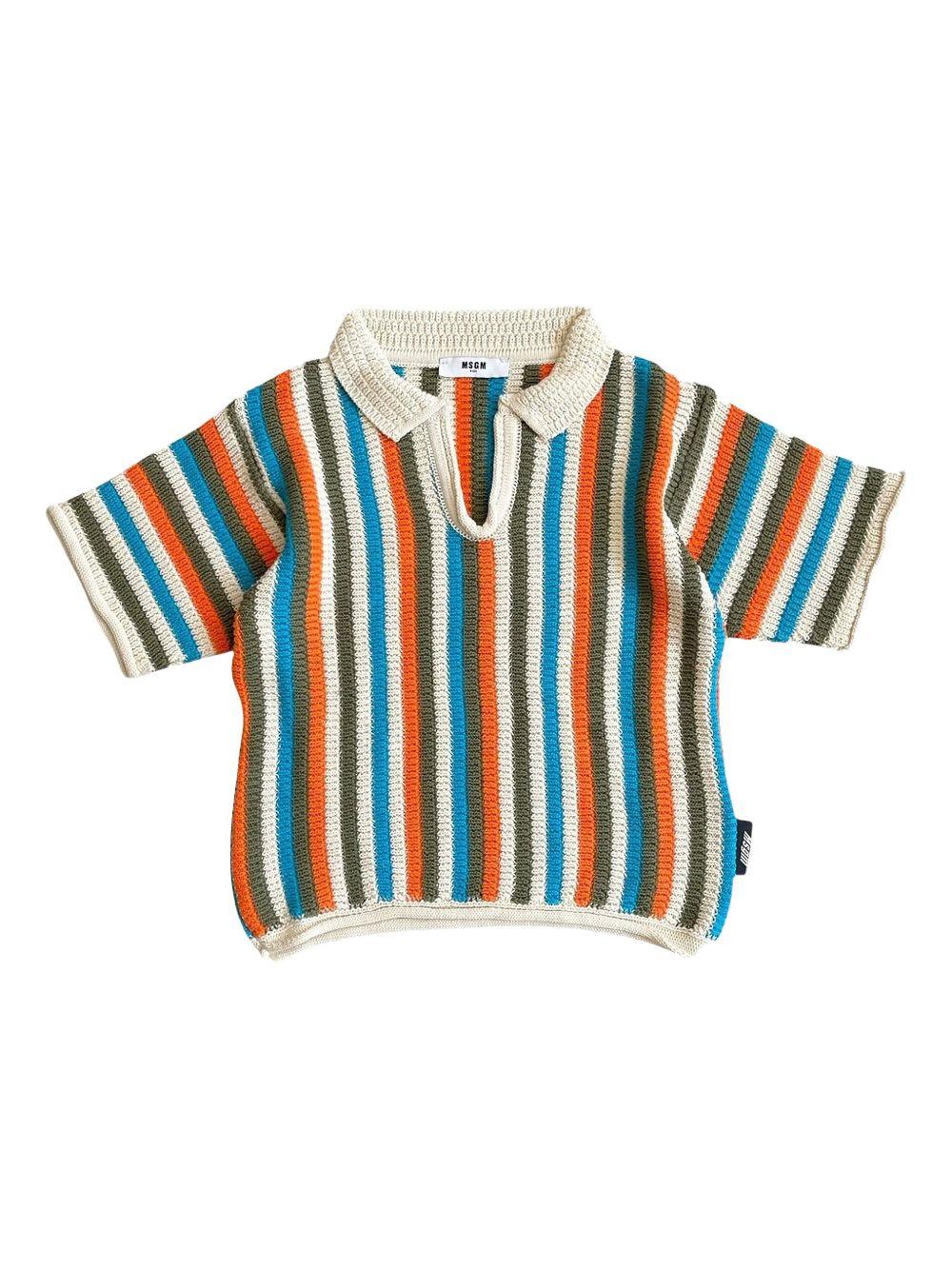 Polo in maglia multicolor fantasia a righe