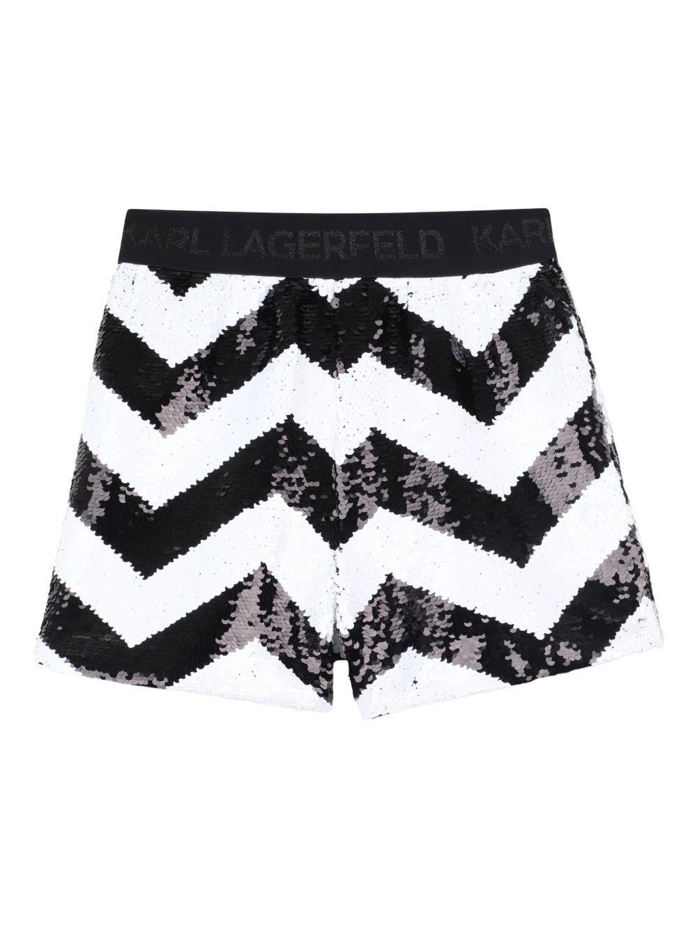 Shorts con Paillettes e Motivo Chevron Z30591 M41 KARL LAGERFELD KIDS