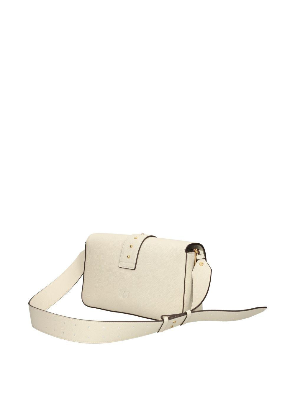 Borsa bianco oro con borchie e tracolla regolabile 104524A2OX Z14Q PINKO
