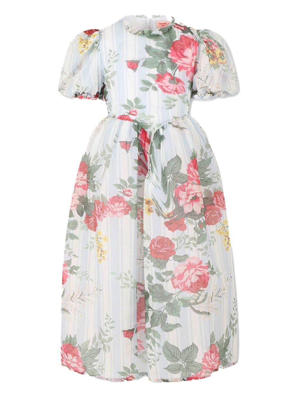 Vestito azzurro con stampa floreale all-over