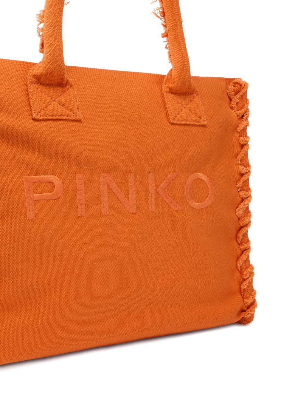 Borsa shopping in cotone con dettagli sfrangiati 106673A3A4 A76 PINKO