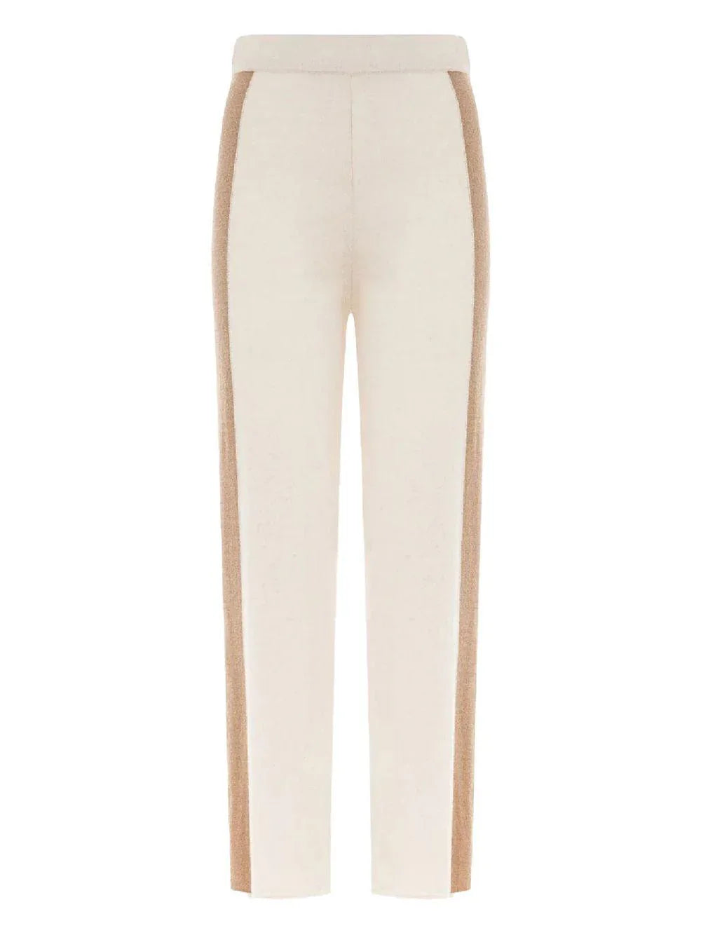 Pantalone panna con bande laterali cammello - Preludio Moda