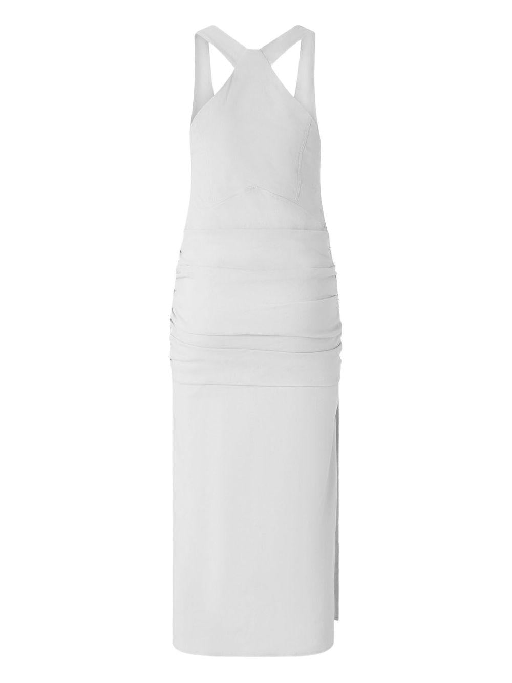 Vestito a canotta in lino con bottoni bianco 104827A0IM Z07 PINKO