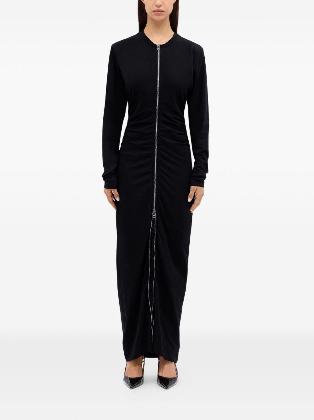 Abito nero lungo con zip frontale 3941MDA82257798 99 MSGM
