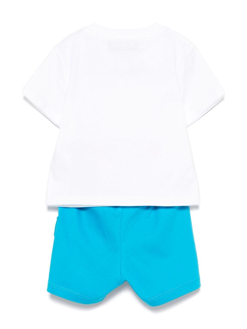 Completo bianco-azzurro teddy wave noenato (2pz)