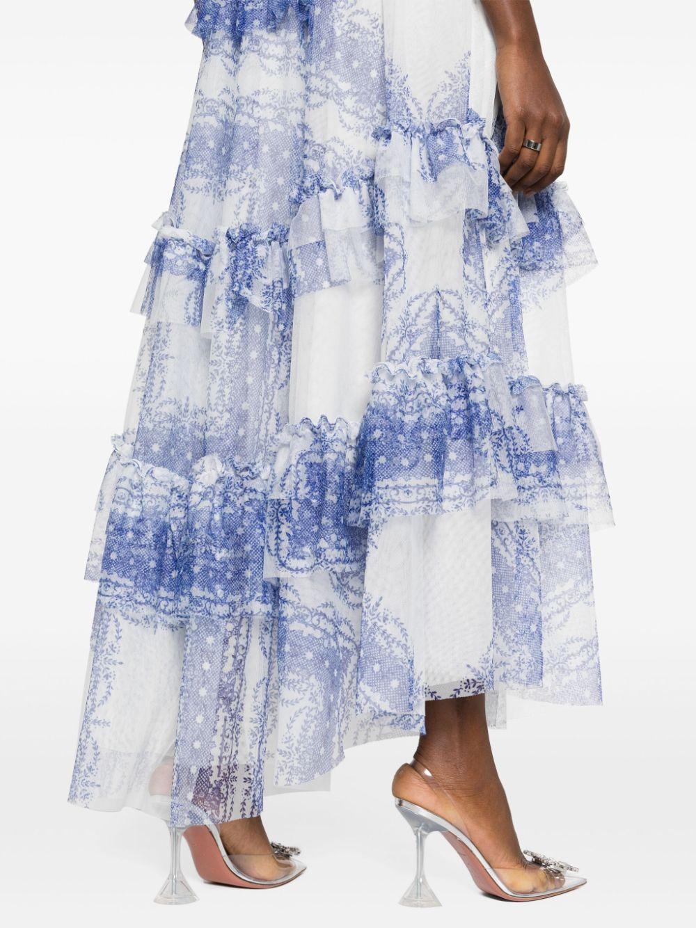 Abito lungo blu in tulle