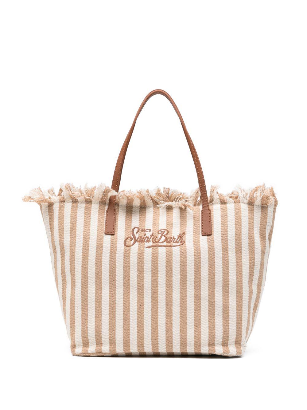 Borsa tote in cotone con manici in pelle CBF0001 01763L MC2 SAINT BARTH