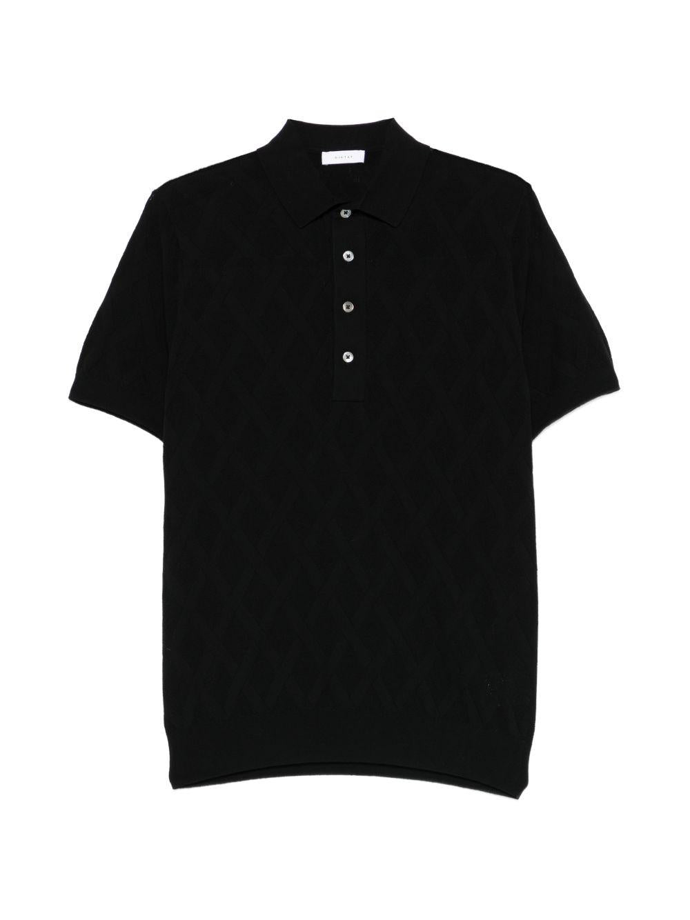 Polo in cotone a rombi con maniche corte DK17019B NERO DIKTAT