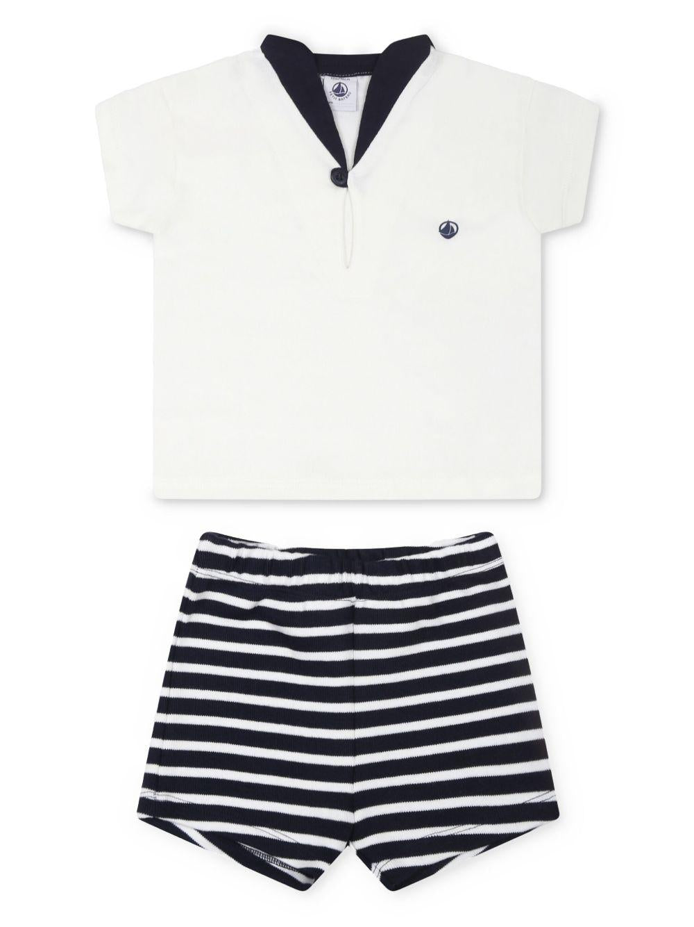 Completo bianco e blu (2pz) A0CPA 01 PETIT BATEAU KIDS