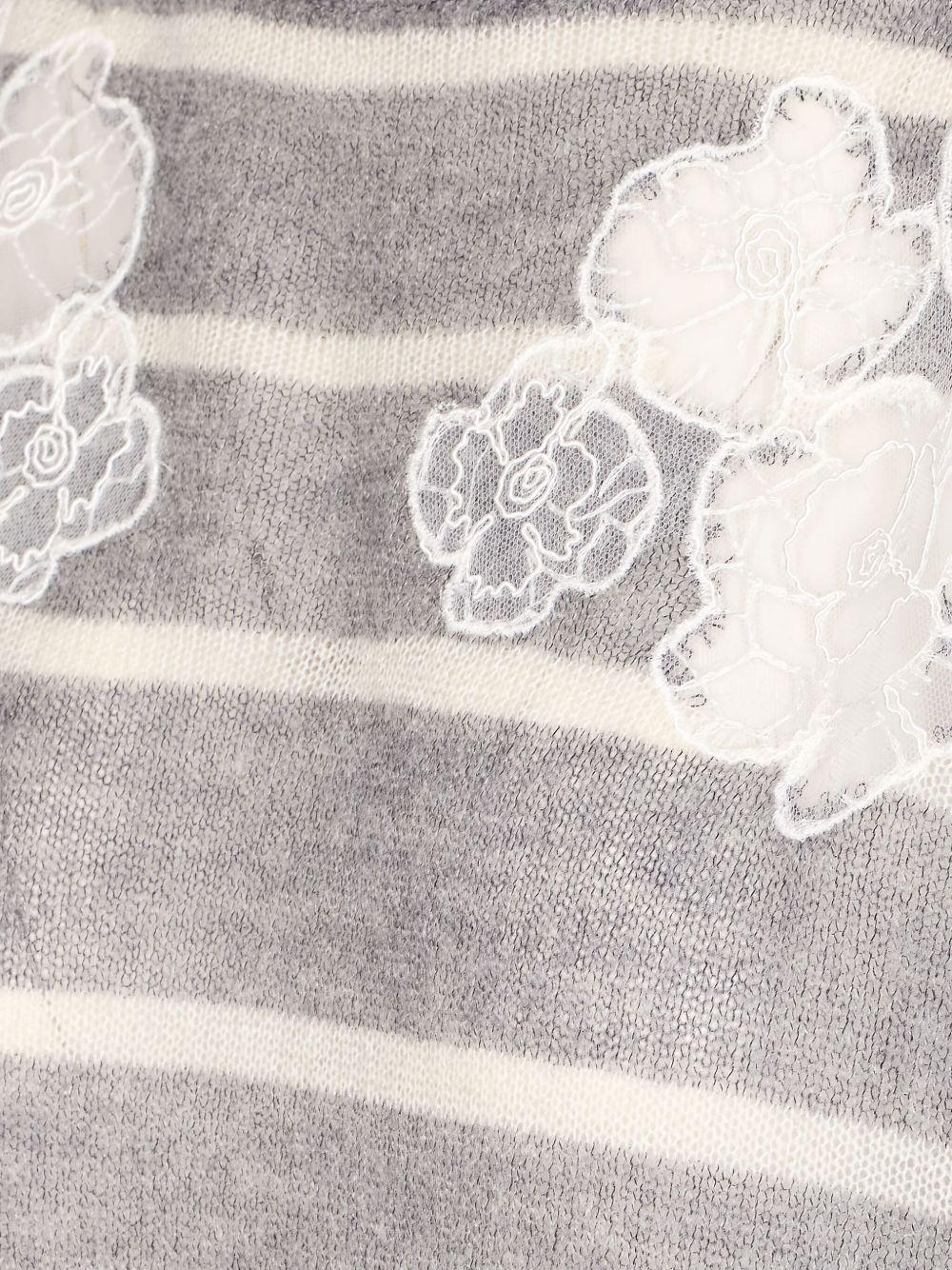 Maglione Grigio a Righe con Pizzo 252TP3252 12756 TWINSET