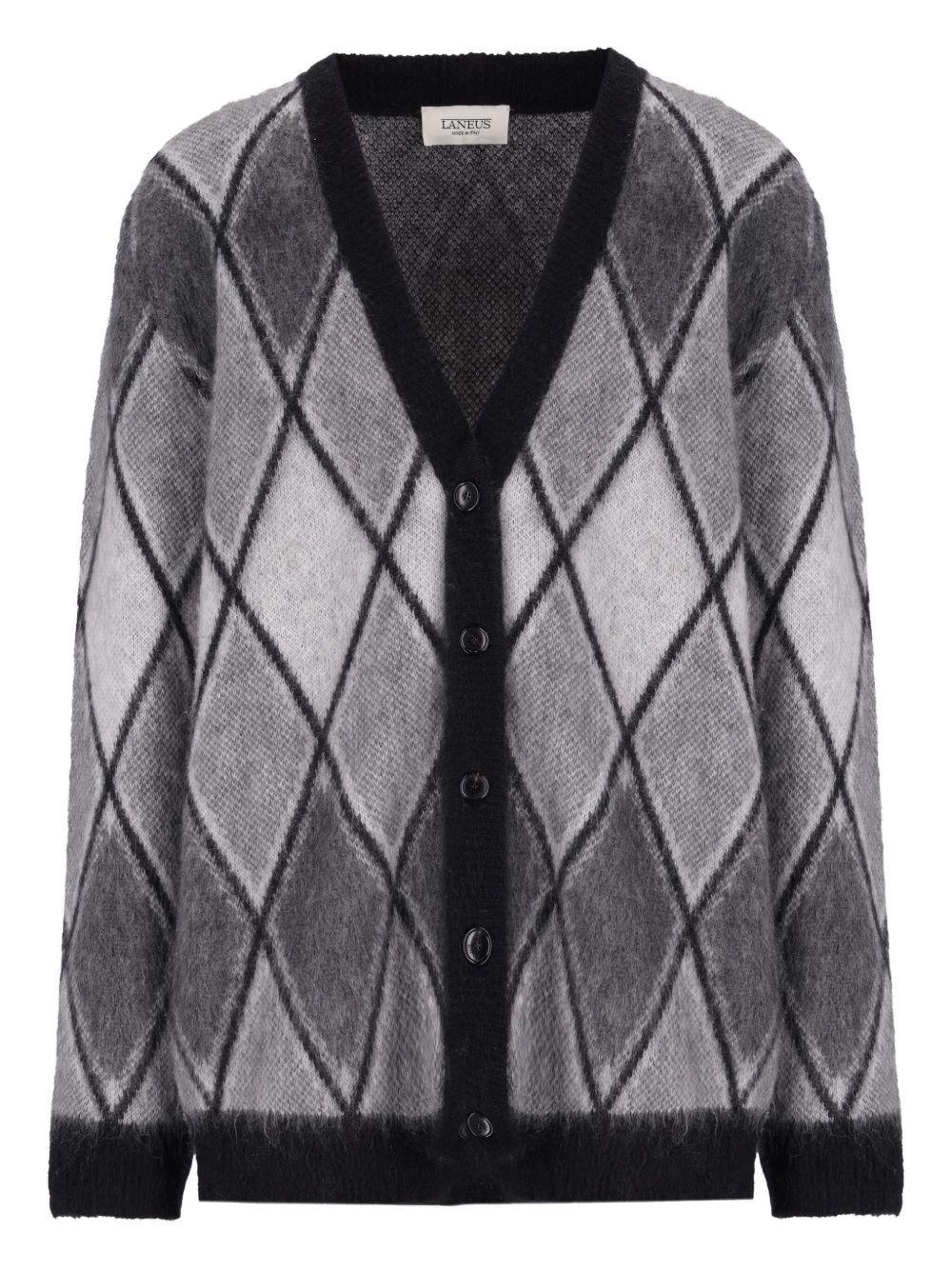 Cardigan Grigio con Motivo a Rombi - Preludio Moda