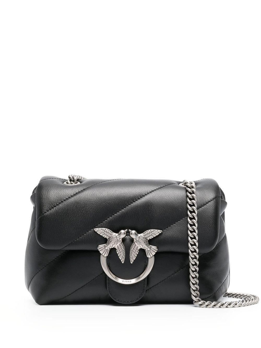Borsa a Spalla Mini in Pelle Nera Imbottita 100039A0F2 Z99O PINKO