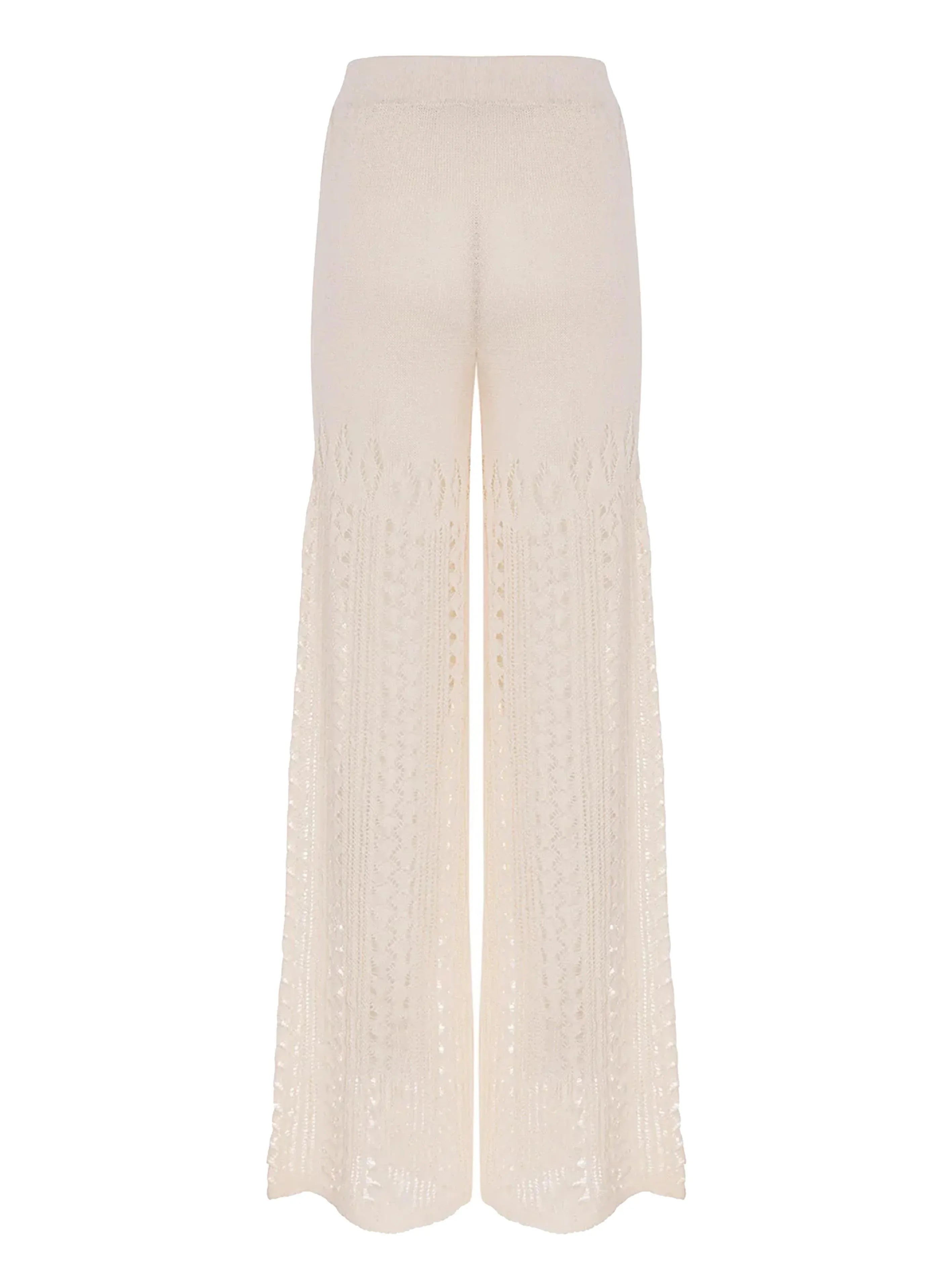 Pantalone panna traforato misto lino - Preludio Moda