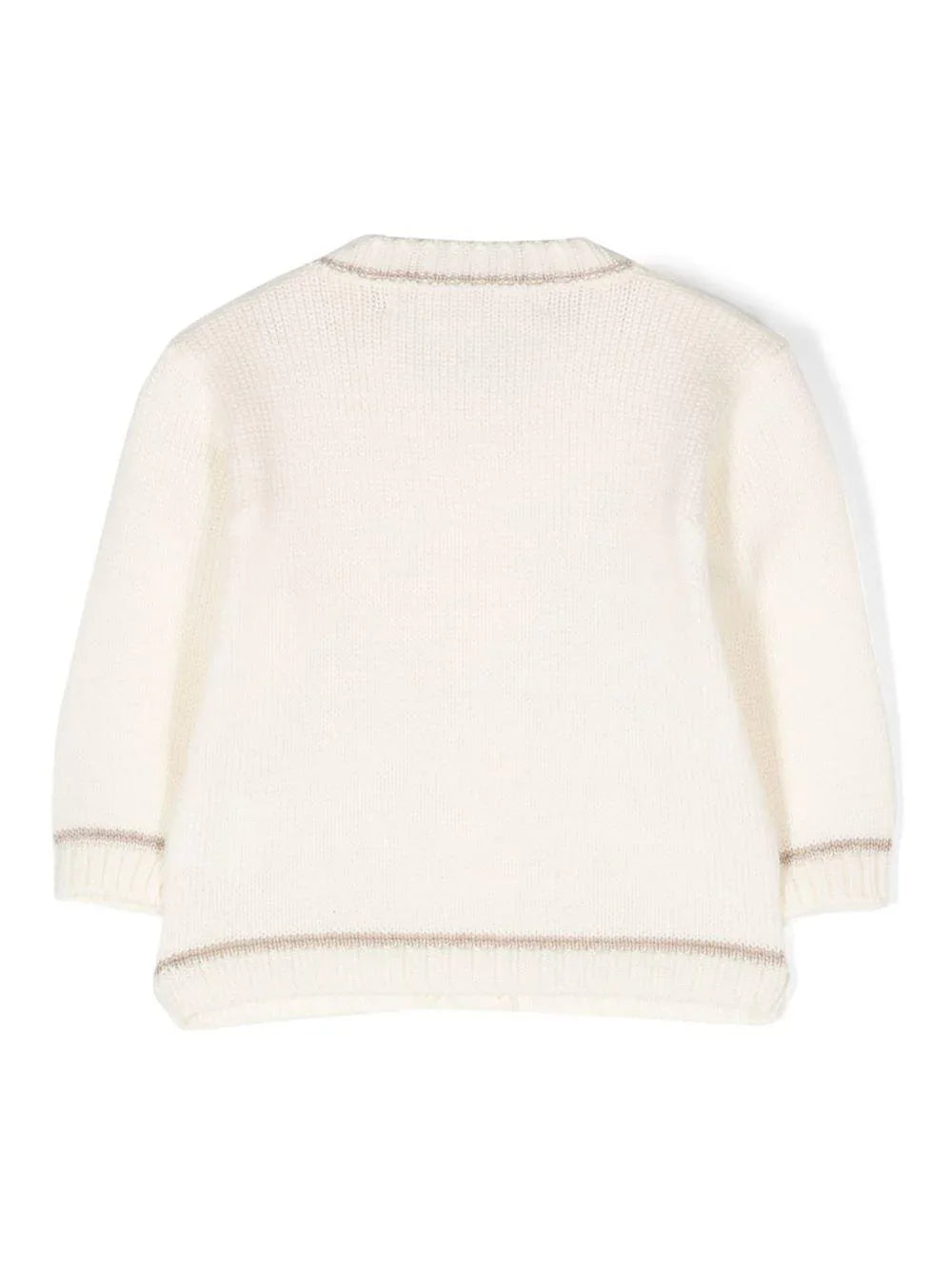 Cardigan cashmere panna profili a contrasto - Preludio Moda