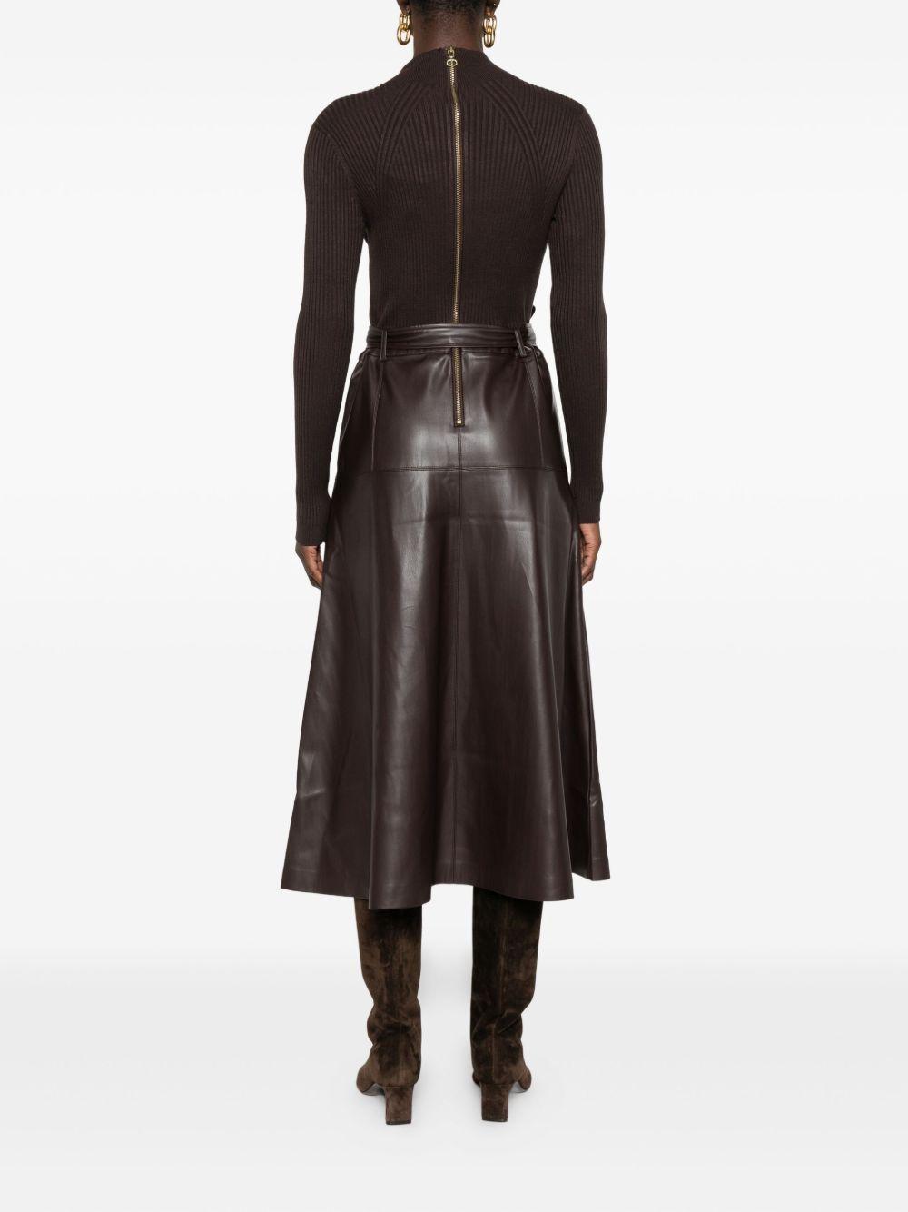 Abito cioccolato con cintura e maniche lunghe 252TT3560 11054 TWINSET