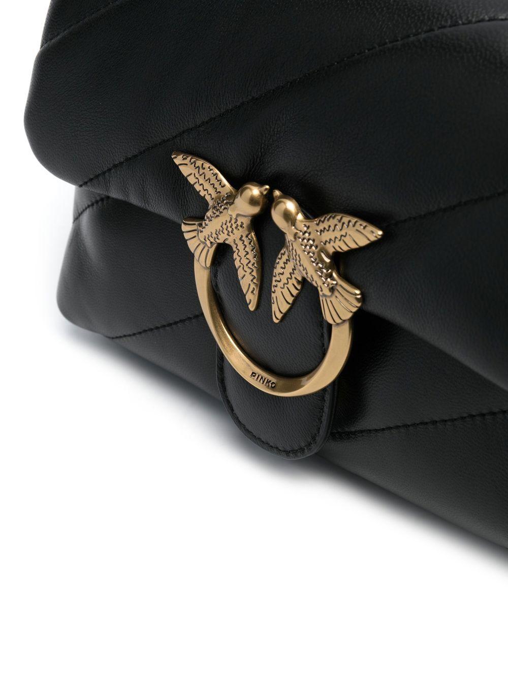 Borsa a Tracolla in Pelle Nera con Pattina Frontale 100039A0F2 Z99Q PINKO