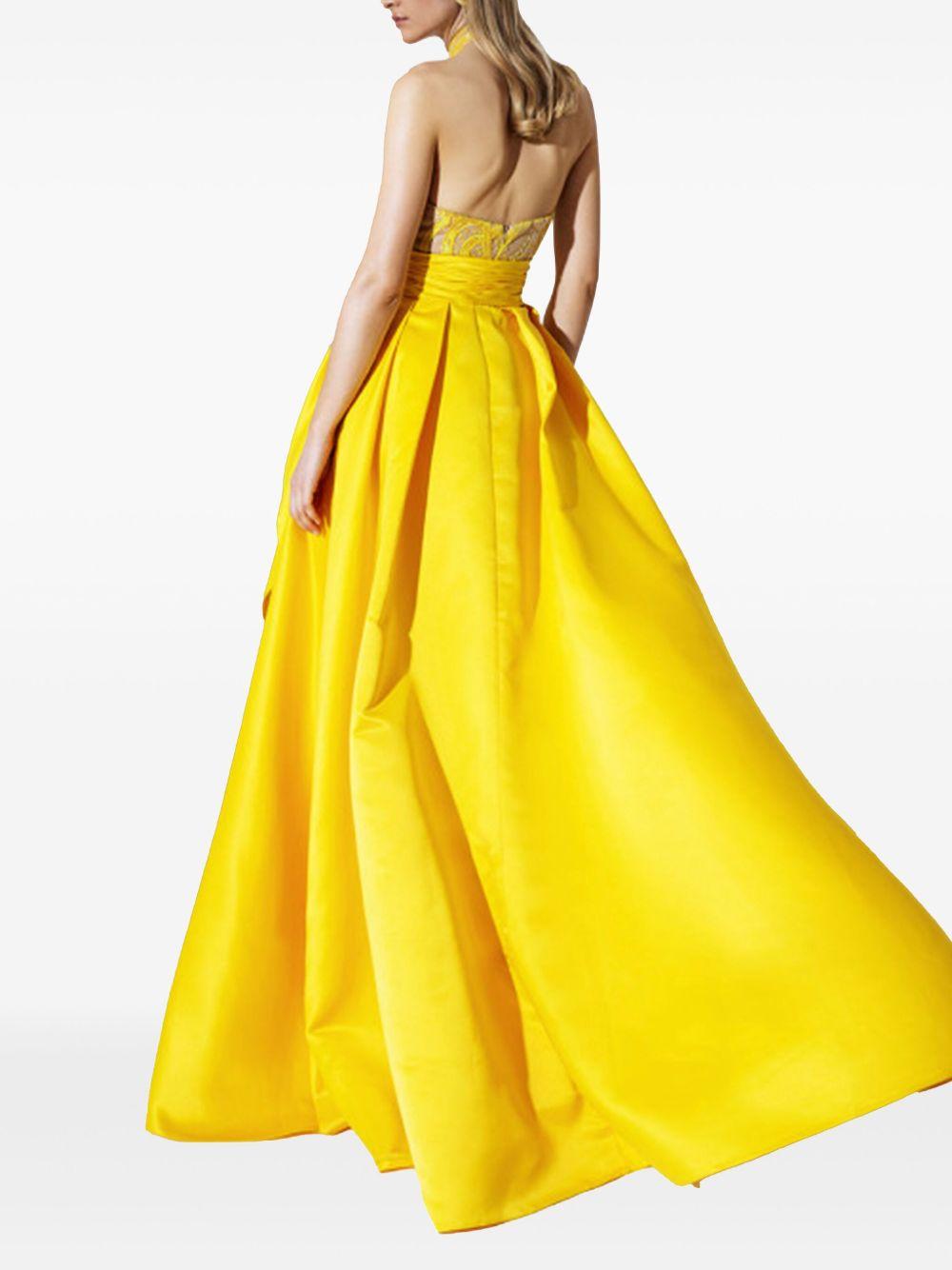 Abito semitrasparente con gonnellone giallo A4246 YELLOW ALLURE