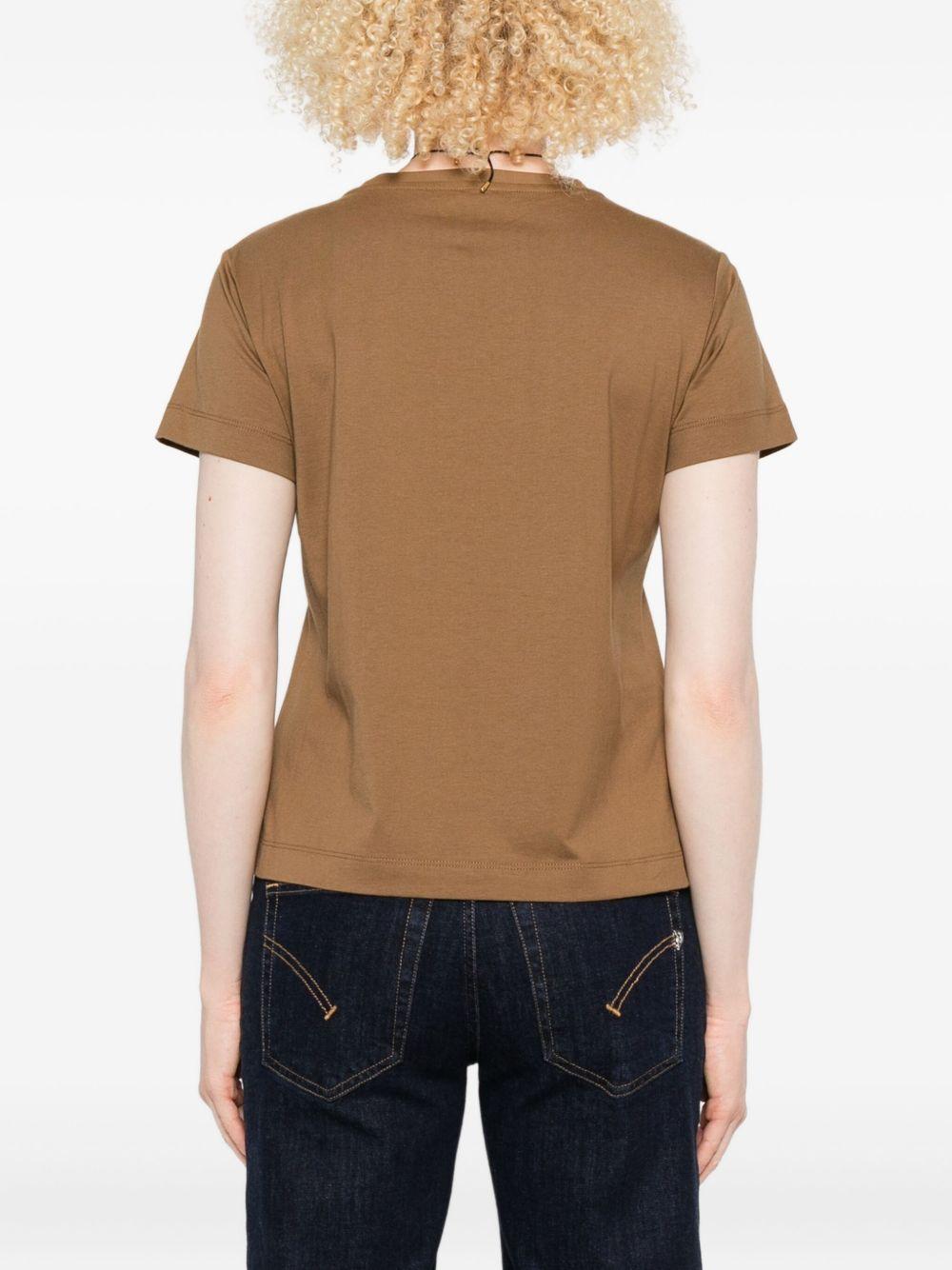 T-shirt marrone con girocollo e logo decorato 103320A2RN M10 PINKO