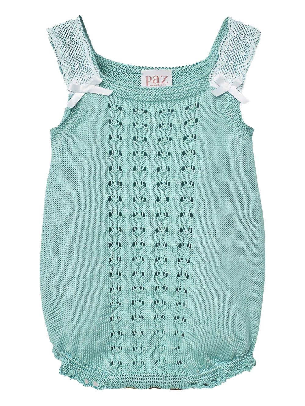Salopette ottanio in maglia e pizzo macramè 022122674 802H05 PAZ RODRIGUEZ KIDS