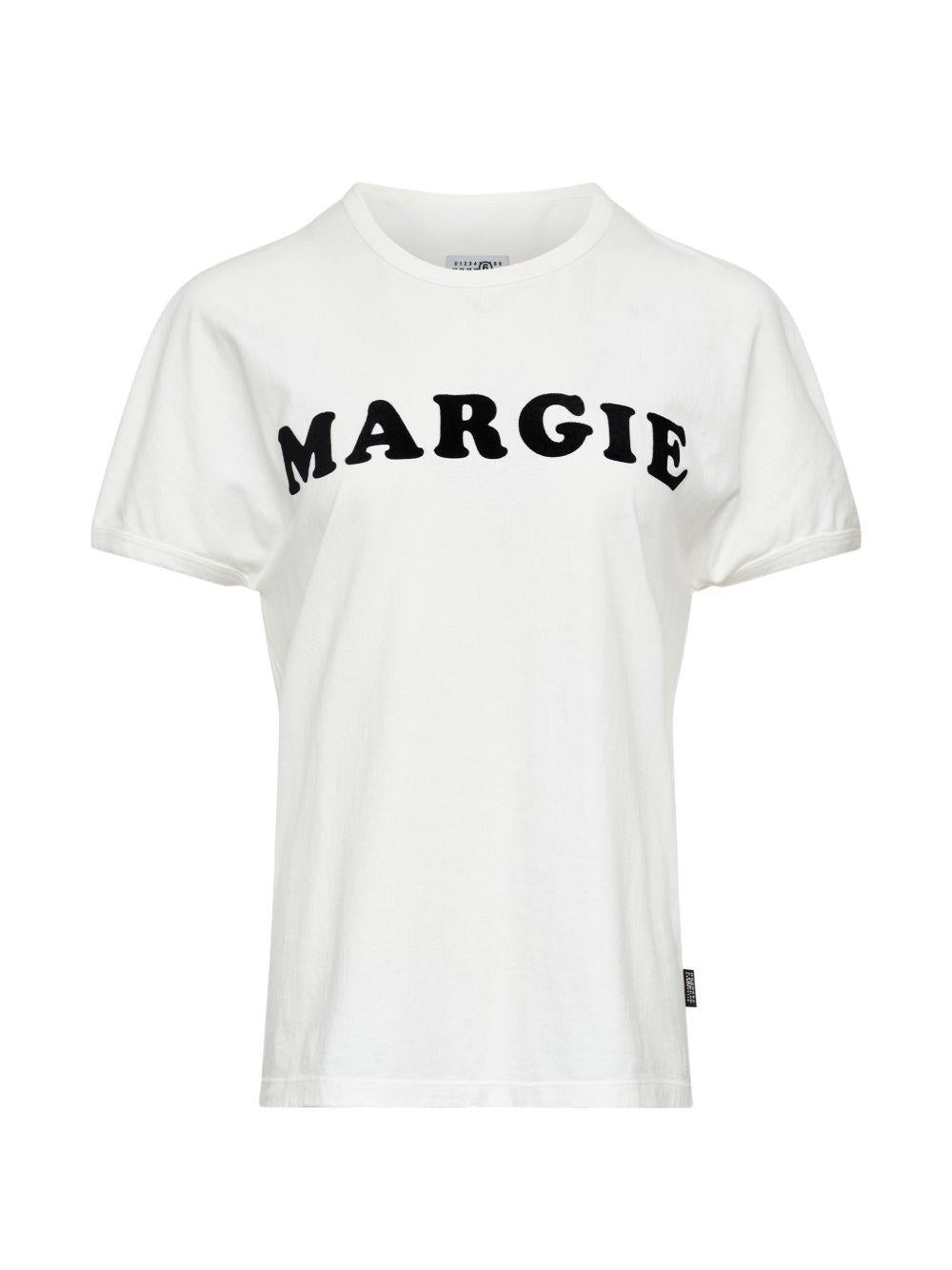 T-shirt in cotone con stampa logo S62GD0212M20108 101 MM6 MAISON MARGIELA