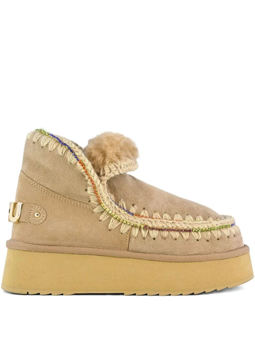 Stivale Eskimo 18 platform con strass multicolor cammello - Preludio Moda