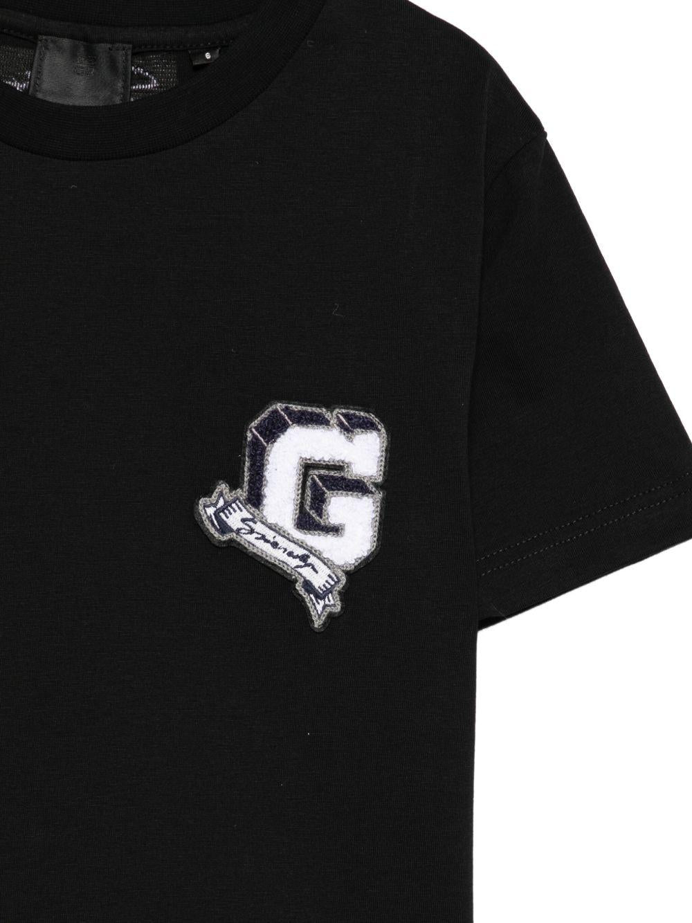 T-shirt in Cotone con Applicazione e Logo Ricamato H30957 09B GIVENCHY KIDS