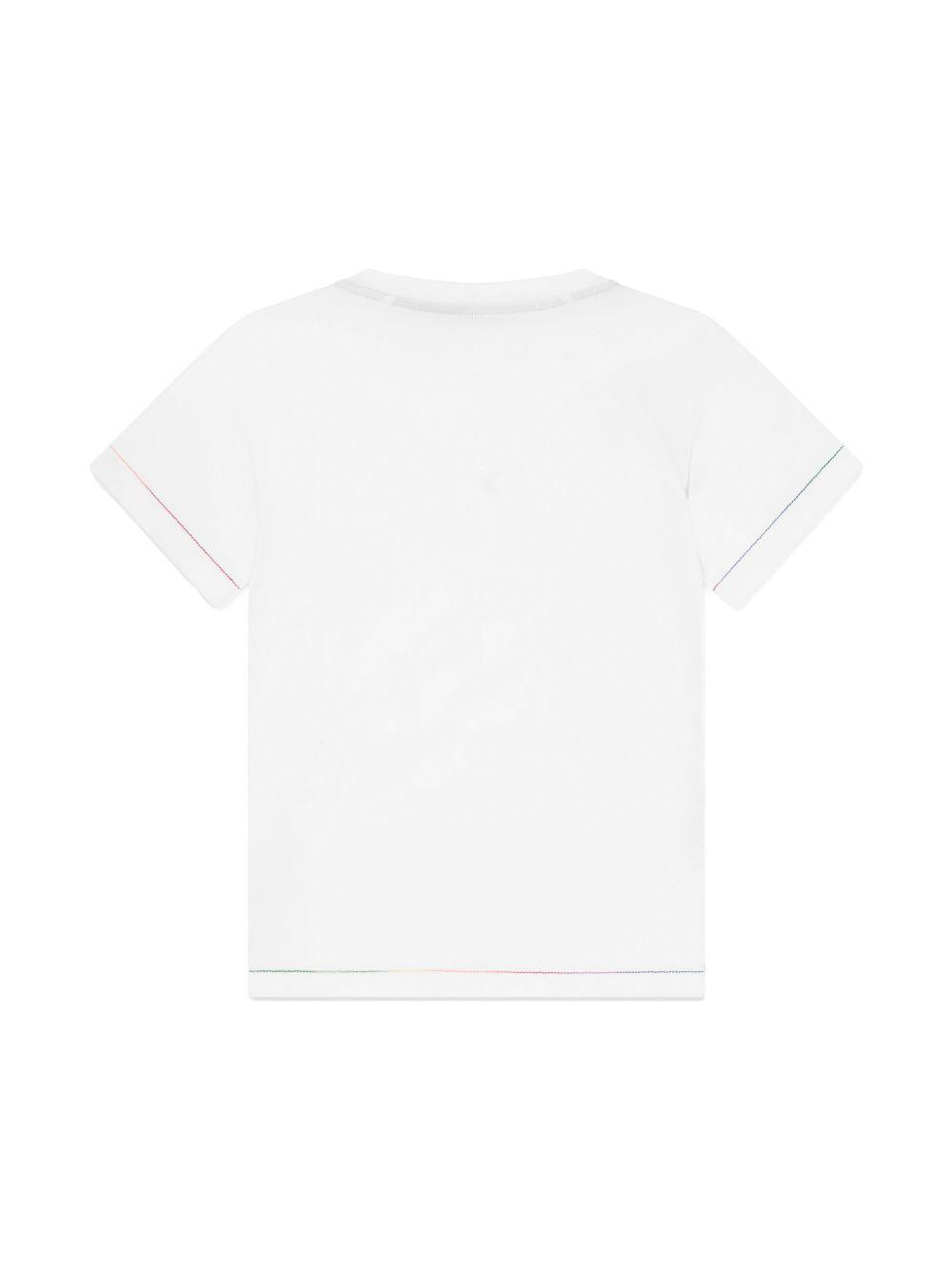 T-shirt bianca ricamo zigzag multicolor