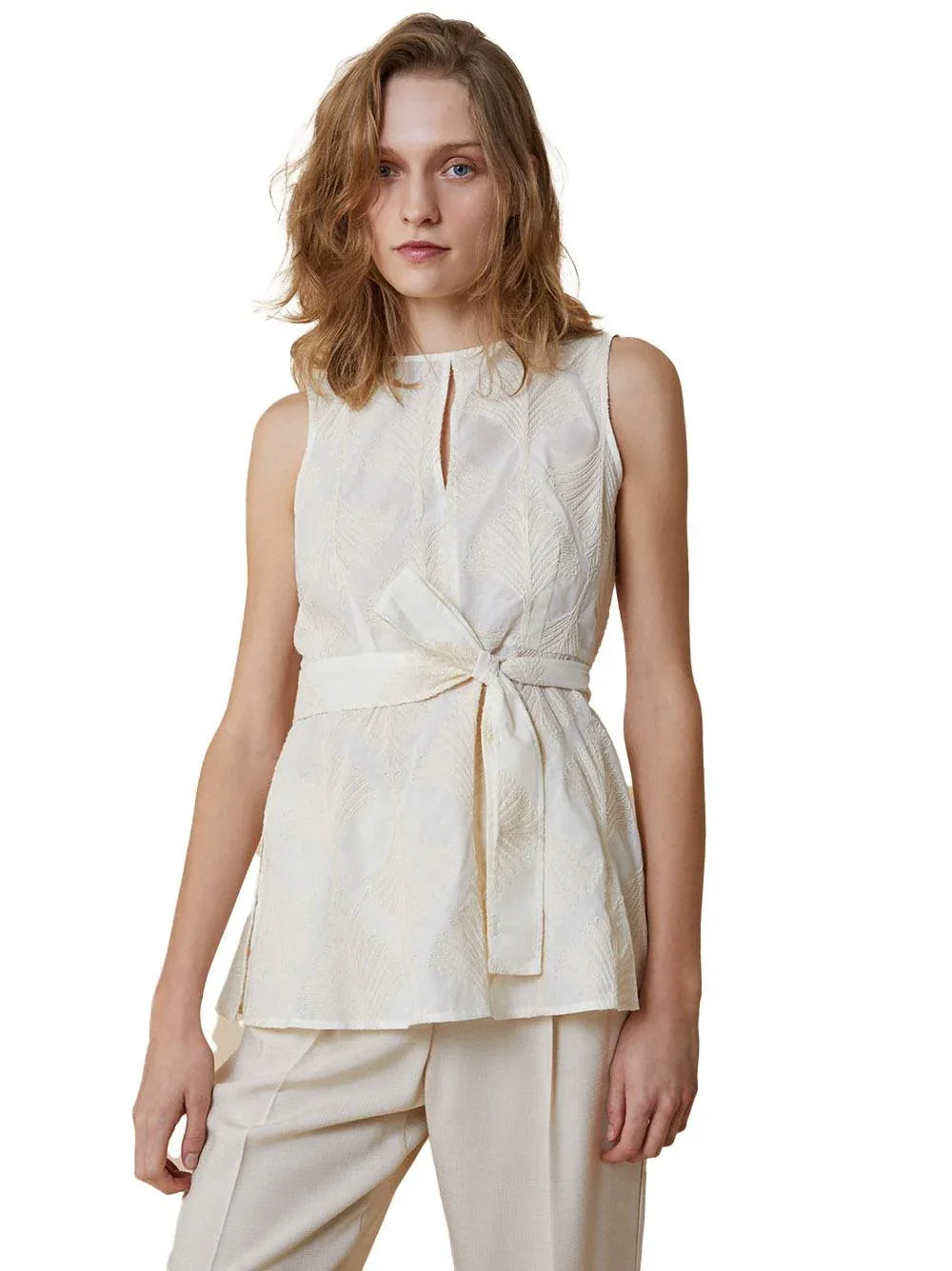 Top Vanity avorio con fantasia - Preludio Moda