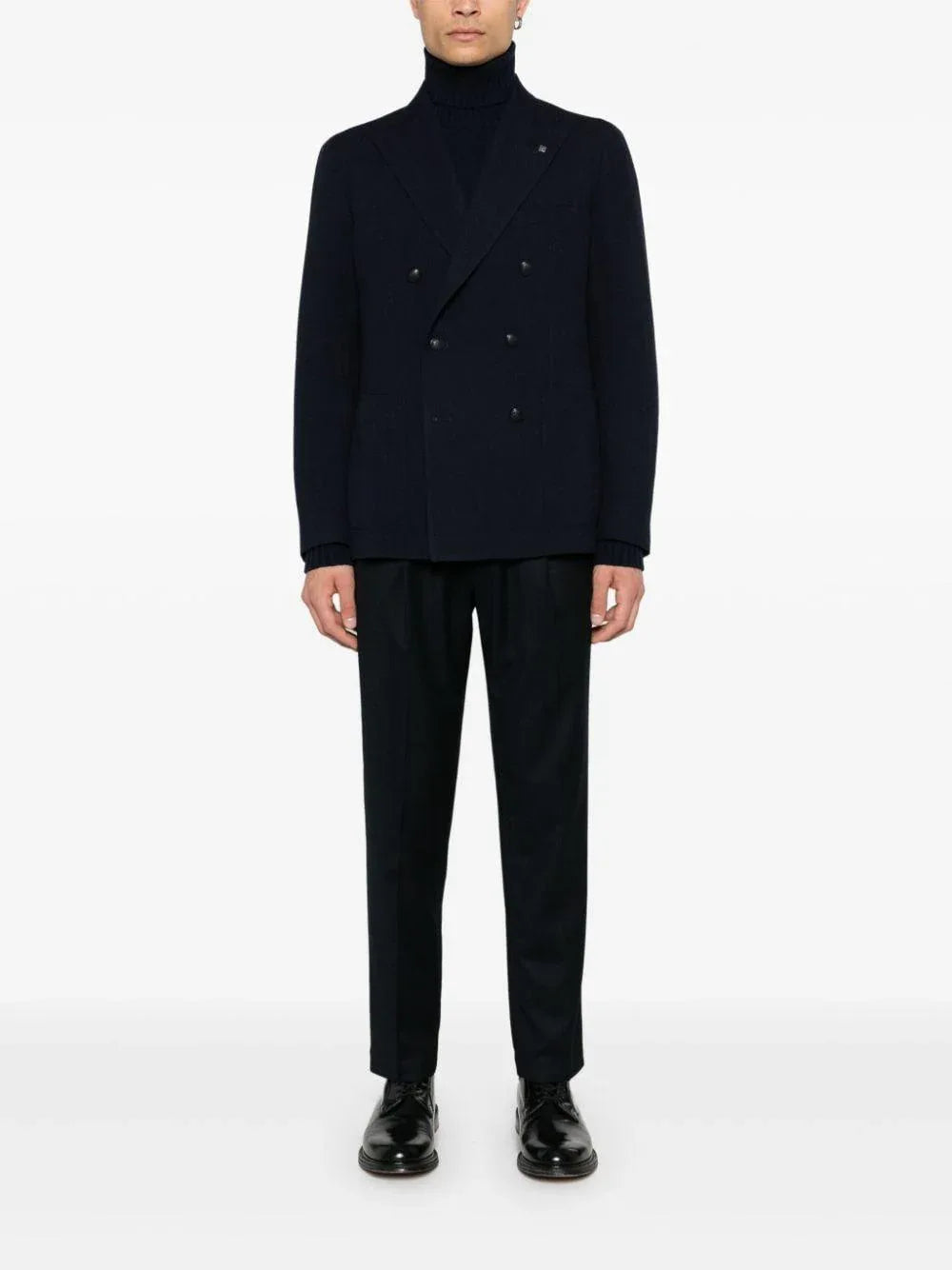 Blazer doppiopetto blu costruzione bouclé lana - Preludio Moda