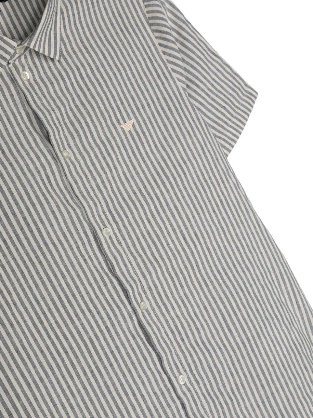 Camicia a righe bianco/ blu misto lino - Preludio Moda