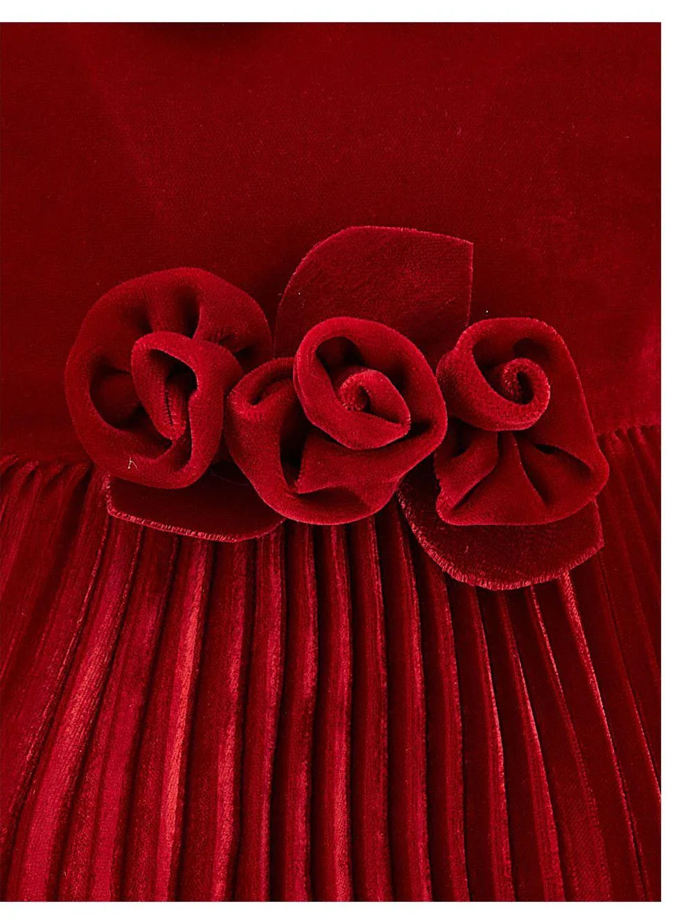 Abito rubino plissettato con rose applicate - Preludio Moda