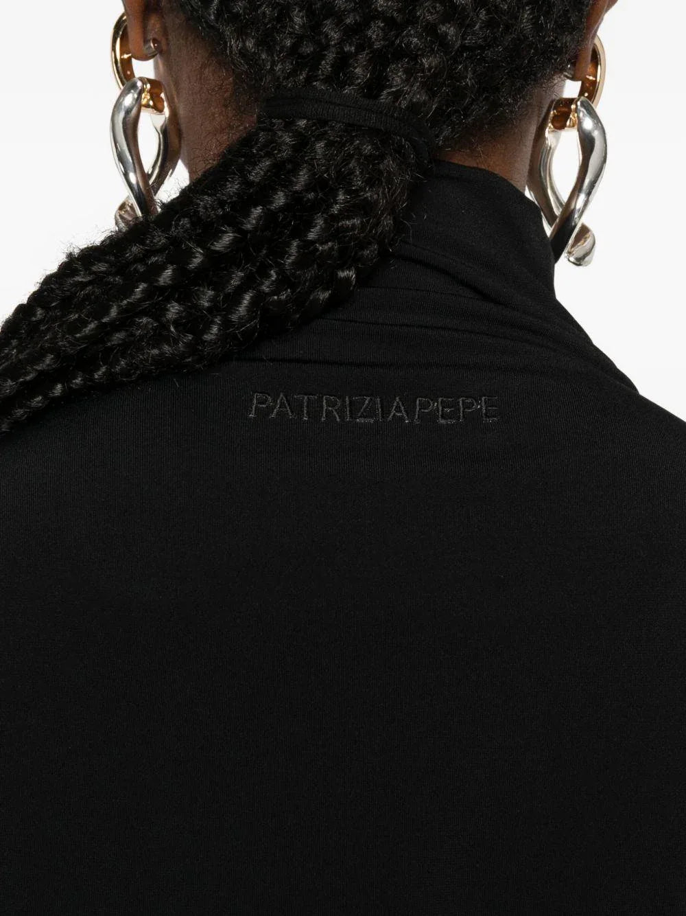 Abito nero a collo alto con strass - Preludio Moda