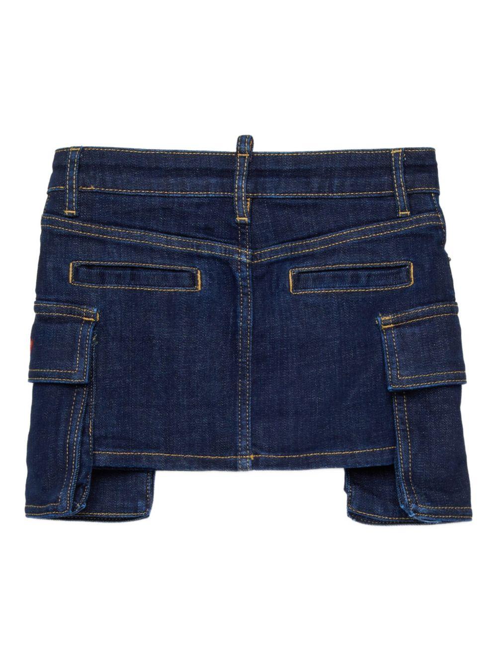 Minigonna Blu Denim con Logo Icon DQ3138D0AFL DQ01 DSQUARED KIDS