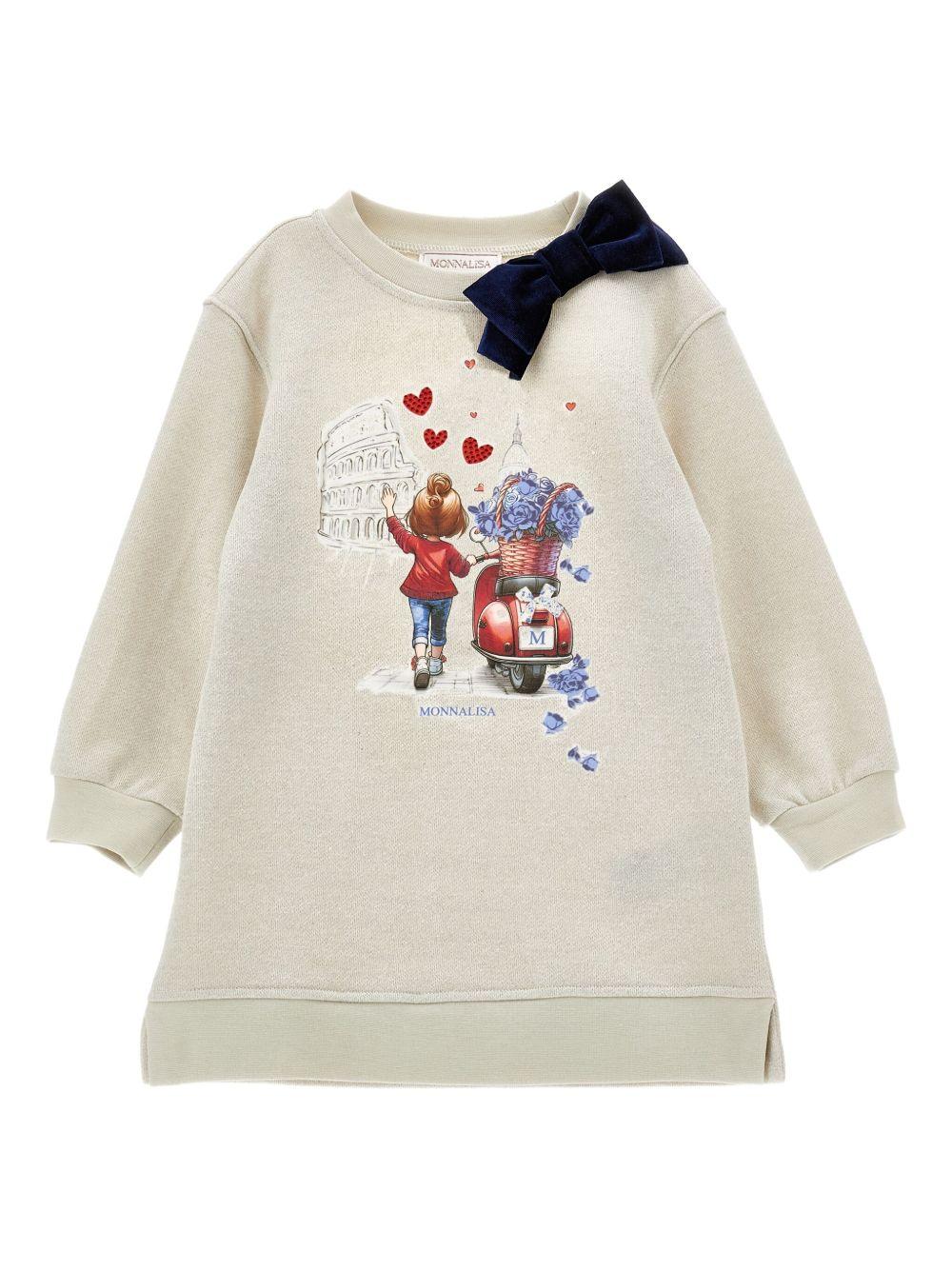 Abito Bianco Minnie Mouse con Fiocco e Strass 19F9006028 0029 MONNALISA KIDS