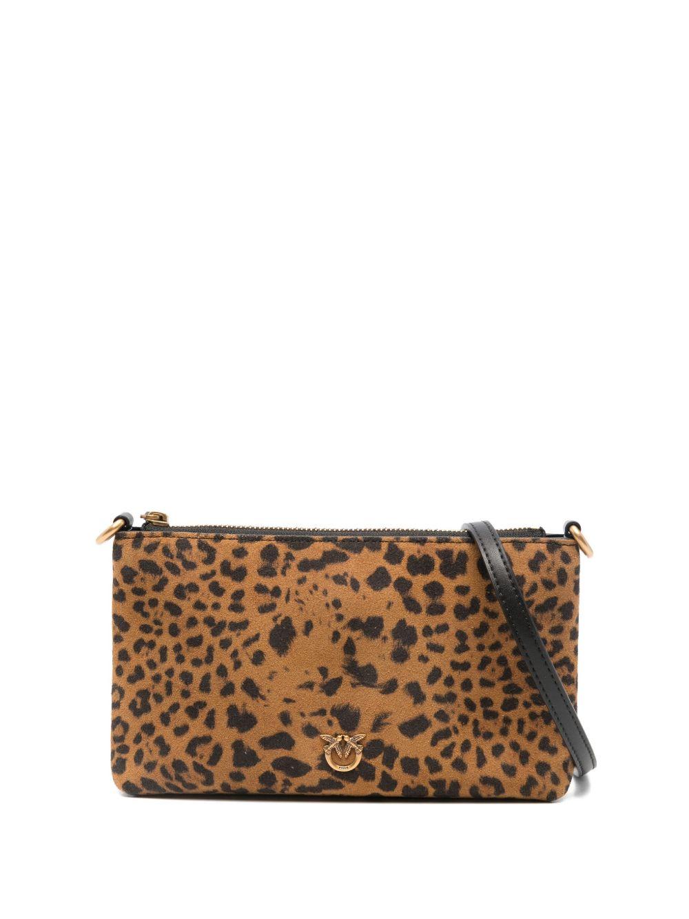 Clutch marrone in pelle scamosciata con tracolla 104277A32A M35Q PINKO