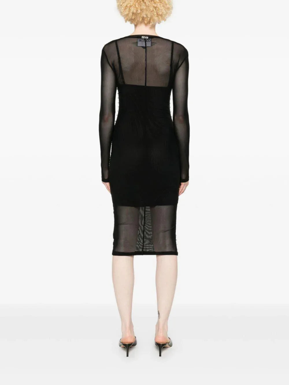 Abito midi nero semitrasparente con perline - Preludio Moda